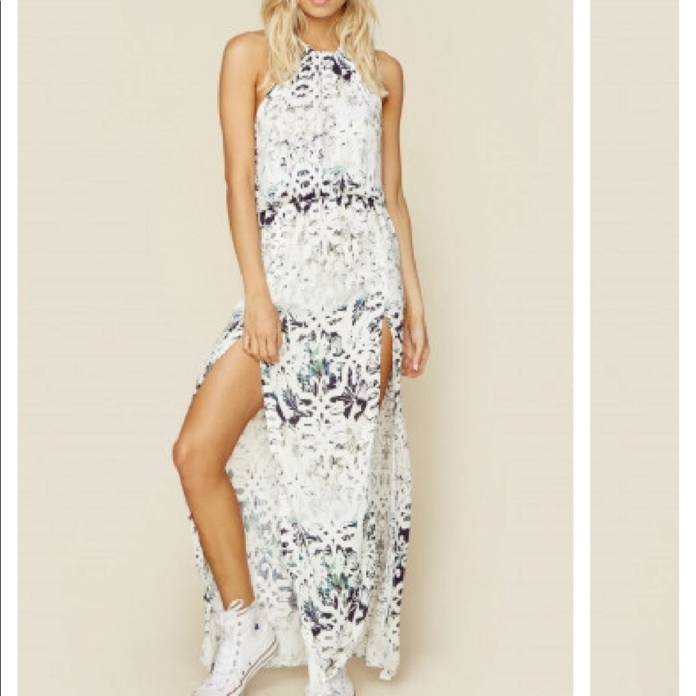 Blue life 2 slit halter dress xs